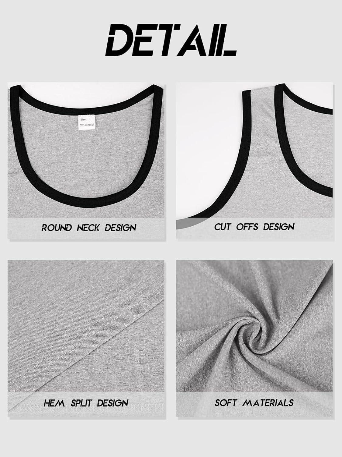 imageMens Gym Workout Tank Tops Soft Lightweight Sleeveless Muscle Shirts for Beach ampamp Athletic WearGreyblack