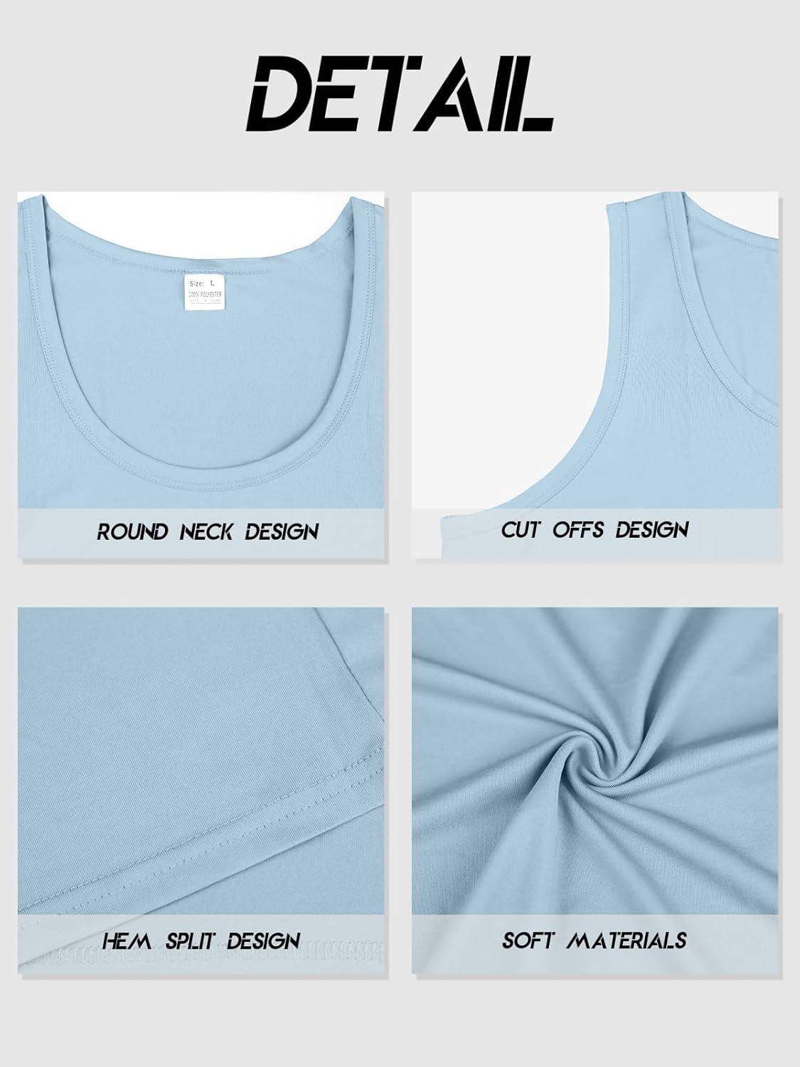 imageMens Gym Workout Tank Tops Soft Lightweight Sleeveless Muscle Shirts for Beach ampamp Athletic WearLight Blue