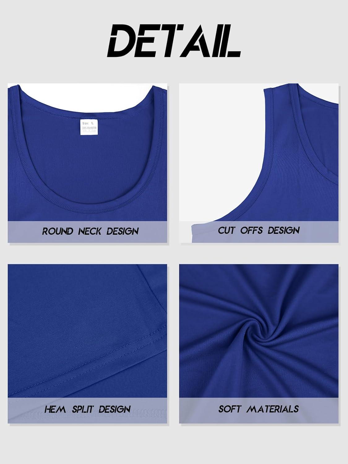 imageMens Gym Workout Tank Tops Soft Lightweight Sleeveless Muscle Shirts for Beach ampamp Athletic WearRoyal Blue