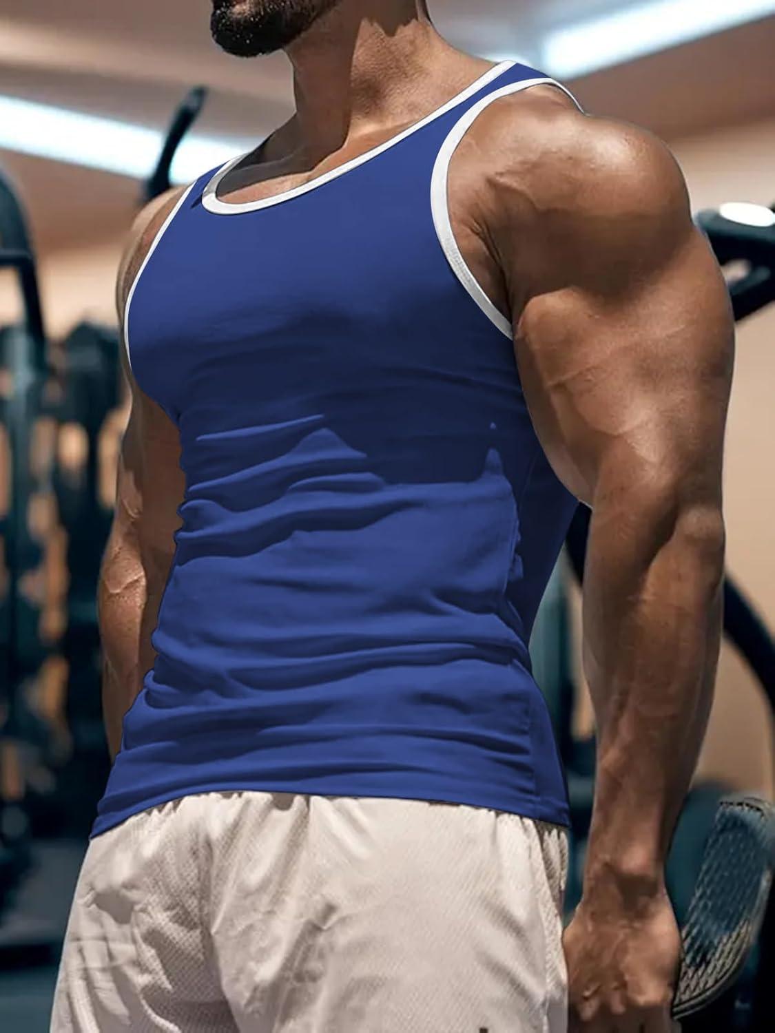 imageMens Gym Workout Tank Tops Soft Lightweight Sleeveless Muscle Shirts for Beach ampamp Athletic WearRoyal Blue1