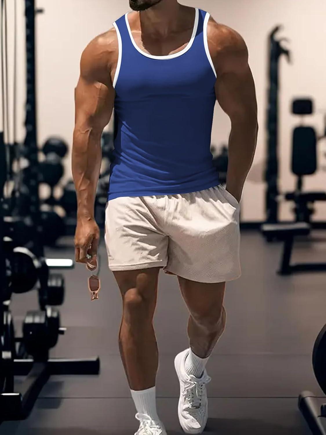 imageMens Gym Workout Tank Tops Soft Lightweight Sleeveless Muscle Shirts for Beach ampamp Athletic WearRoyal Blue1