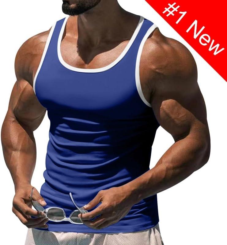 imageMens Gym Workout Tank Tops Soft Lightweight Sleeveless Muscle Shirts for Beach ampamp Athletic WearRoyal Blue1