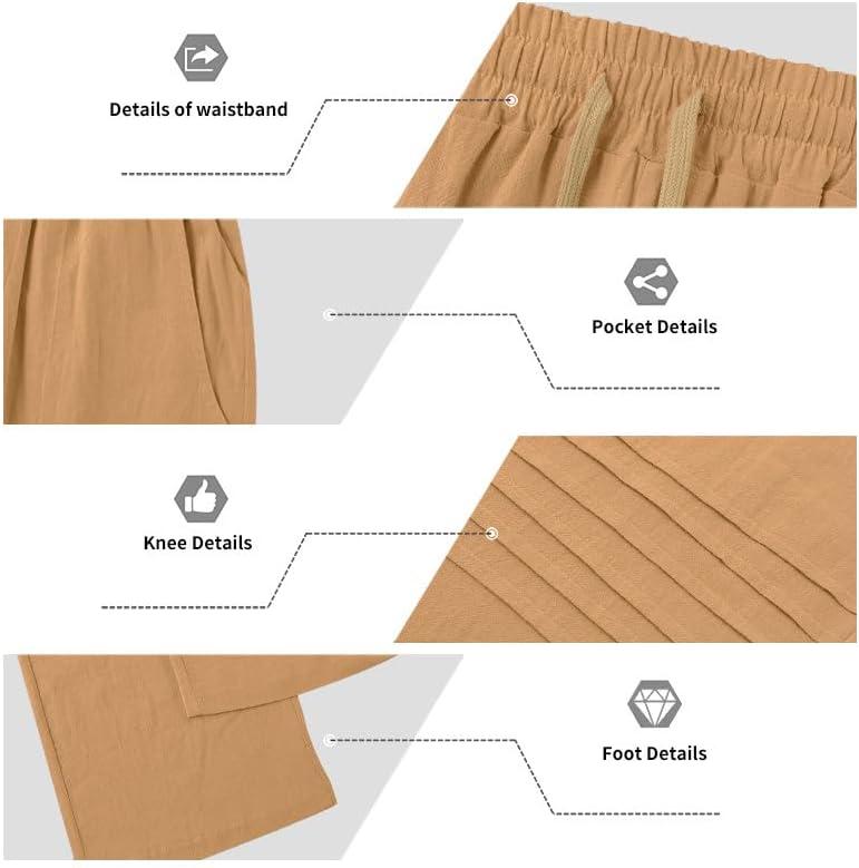 imageMens Linen Pants Casual Beach Pants for Men Elastic Waist Drawstring Yoga Trousers with PocketsOrange