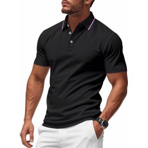 3 Pack Men’s Polo Shirts Quick-Dry Short Sleeve Athletic Polo Shirts Moisture Wicking Business Casual Golf Shirts(Black)