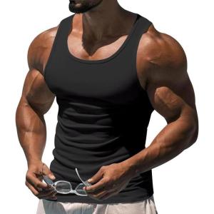 Men’s Gym Workout Tank Tops – Soft Lightweight Sleeveless Muscle Shirts for Beach & Athletic Wear(Black)