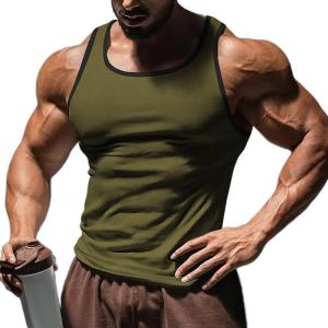 Men’s Gym Workout Tank Tops – Soft Lightweight Sleeveless Muscle Shirts for Beach & Athletic Wear(Green-1)