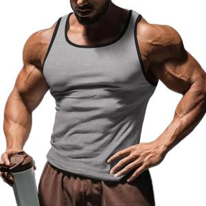 Men’s Gym Workout Tank Tops – Soft Lightweight Sleeveless Muscle Shirts for Beach & Athletic Wear(Grey-1)
