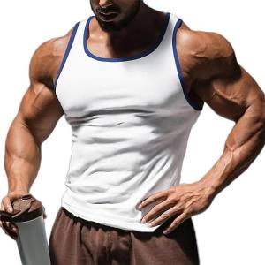 Men’s Gym Workout Tank Tops – Soft Lightweight Sleeveless Muscle Shirts for Beach & Athletic Wear(White-1)