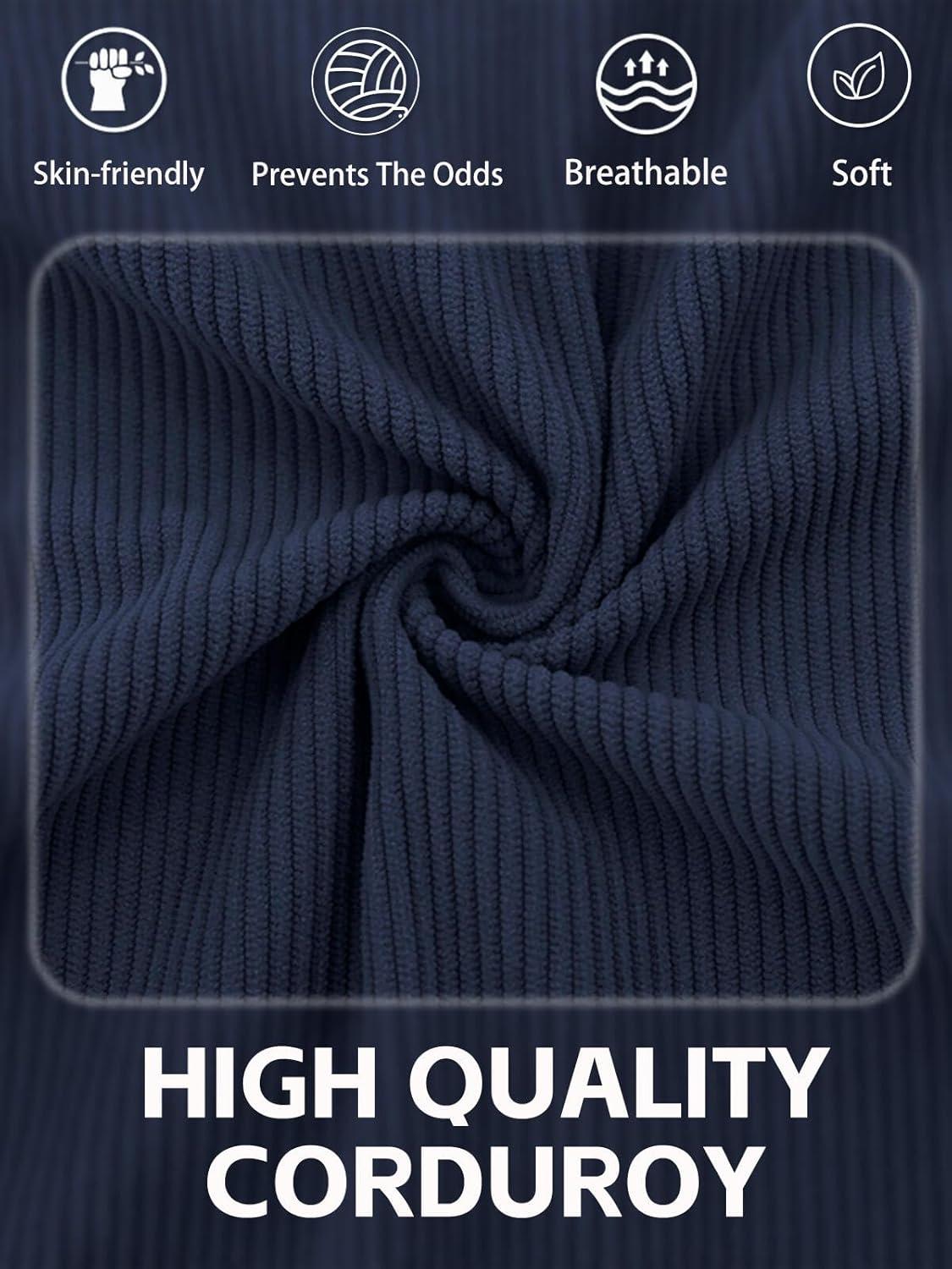 imageMens Quarter Zipper Pullover Corduroy Sweatshirts Casual Stand Collar Long Sleeve Knit Top Outdoor Sweater