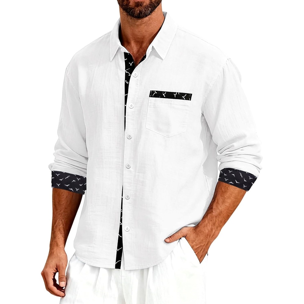 image:imageMens Linen Shirts Short Sleeve Casual Shirts Button Down Shirt for Men Beach Summer Wedding ShirtWhite