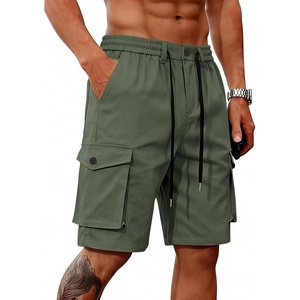 Mens Cargo Shorts Casual Lightweight Button Drawstring Outdoor Hiking Work Shorts with 6 Pockets(Army Green)