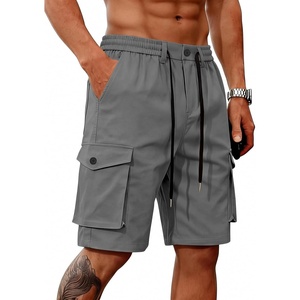 Mens Cargo Shorts Casual Lightweight Button Drawstring Outdoor Hiking Work Shorts with 6 Pockets(Dark Grey)