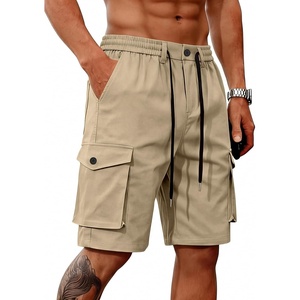 Mens Cargo Shorts Casual Lightweight Button Drawstring Outdoor Hiking Work Shorts with 6 Pockets(Khaki)