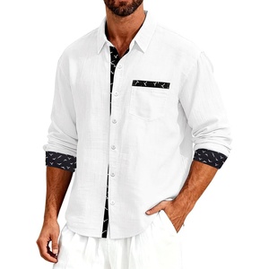 Men’s Linen Shirts Short Sleeve Casual Shirts Button Down Shirt for Men Beach Summer Wedding Shirt(White)