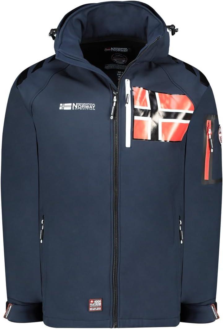 imageGeographical Norway RENADOO Homme Veste Softshell Impermable avec Capuche Blouson CoupeVent Respirant Confortable et Rsistant pour Randonne Outdoor et QuotidienMarine
