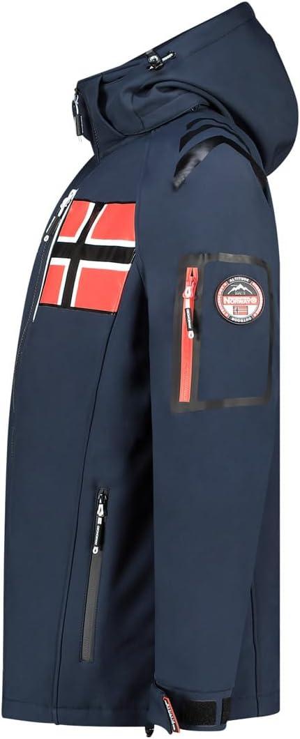 imageGeographical Norway RENADOO Homme Veste Softshell Impermable avec Capuche Blouson CoupeVent Respirant Confortable et Rsistant pour Randonne Outdoor et QuotidienMarine