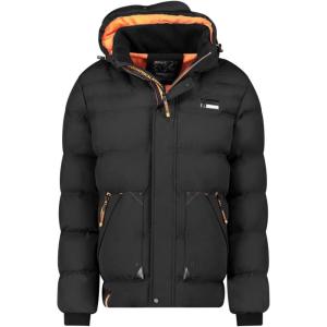 Geographical Norway Badibere Homme – Doudoune Hiver avec Capuche Chaude Manteau Imperméable Coupe-Vent, Rembourrage Isolation Thermique, Blouson Léger et Confortable pour Froid(Noir)