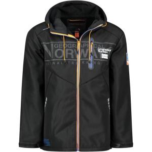 Geographical Norway RAOUL Homme – Veste Softshell Imperméable avec Capuche – Blouson Coupe-Vent Respirant, Confortable et Résistant, Idéal Randonnée, Outdoor et Quotidien(Noir)