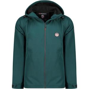 Geographical Norway TAMIGOBADGE Homme – Veste Softshell à Capuche Imperméable, Coupe-Vent et Respirante, Idéale pour la Randonnée et les Activités Outdoor(Vert_Fonce)