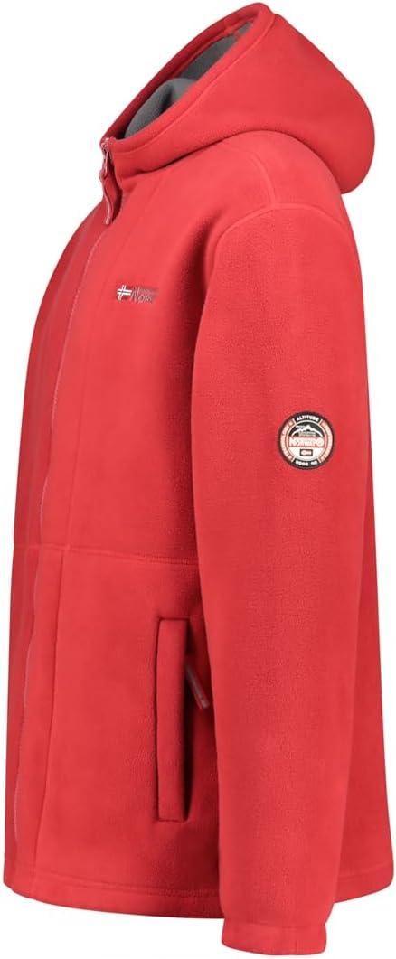 imageGeographical Norway TORLEON HOOD Homme Veste Polaire Capuche Sweat Chaud Zipp Hiver Doux et Confortable Style Sport et UrbainRouge