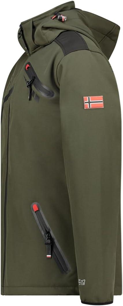 imageGeographical Norway TWOPAC Homme Softshell Capuche Impermable et Respirante Veste Outdoor CoupeVent Idale pour la Randonne et les Activits ExtrieuresKaki