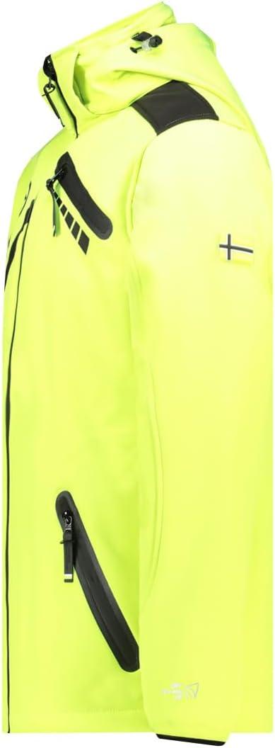 imageGeographical Norway TWOPAC Homme Softshell Capuche Impermable et Respirante Veste Outdoor CoupeVent Idale pour la Randonne et les Activits ExtrieuresJaune Fluo