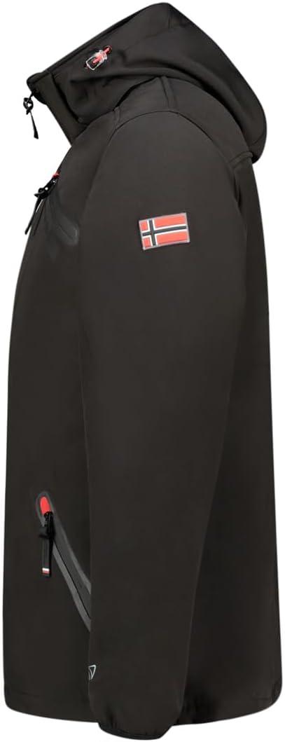 imageGeographical Norway TWOPAC Homme Softshell Capuche Impermable et Respirante Veste Outdoor CoupeVent Idale pour la Randonne et les Activits ExtrieuresNoir
