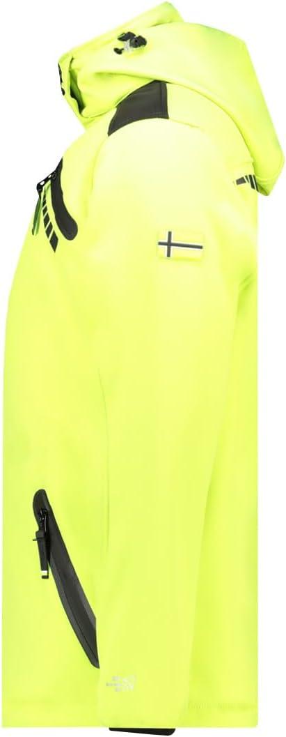 imageGeographical Norway TWOPAC Homme Softshell Capuche Impermable et Respirante Veste Outdoor CoupeVent Idale pour la Randonne et les Activits ExtrieuresJaune Fluo