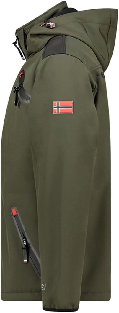 imageGeographical Norway TWOPAC Homme Softshell Capuche Impermable et Respirante Veste Outdoor CoupeVent Idale pour la Randonne et les Activits ExtrieuresKaki