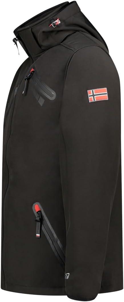 imageGeographical Norway TWOPAC Homme Softshell Capuche Impermable et Respirante Veste Outdoor CoupeVent Idale pour la Randonne et les Activits ExtrieuresNoir