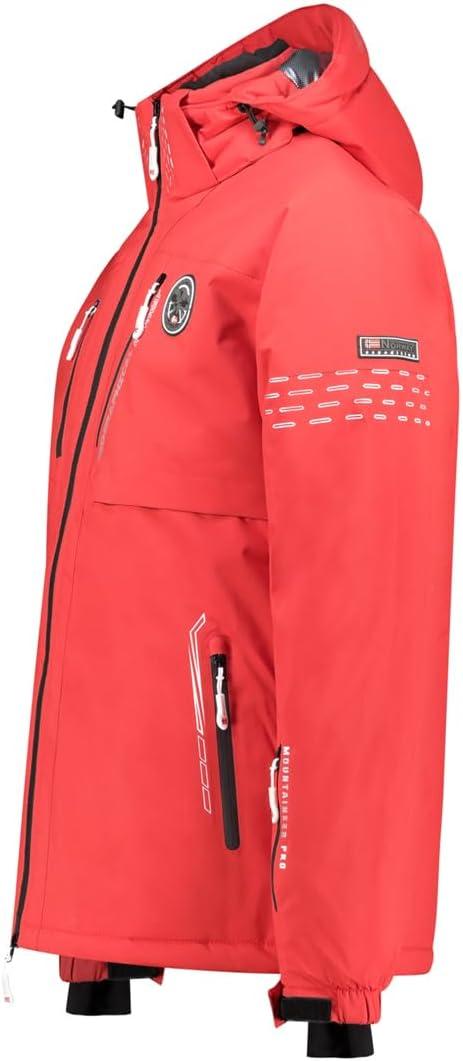 imageGeographical Norway WALDO Homme Veste de Ski Capuche Impermable et CoupeVent Doudoune Technique Chaude pour Sports dHiver et Activits OutdoorRouge