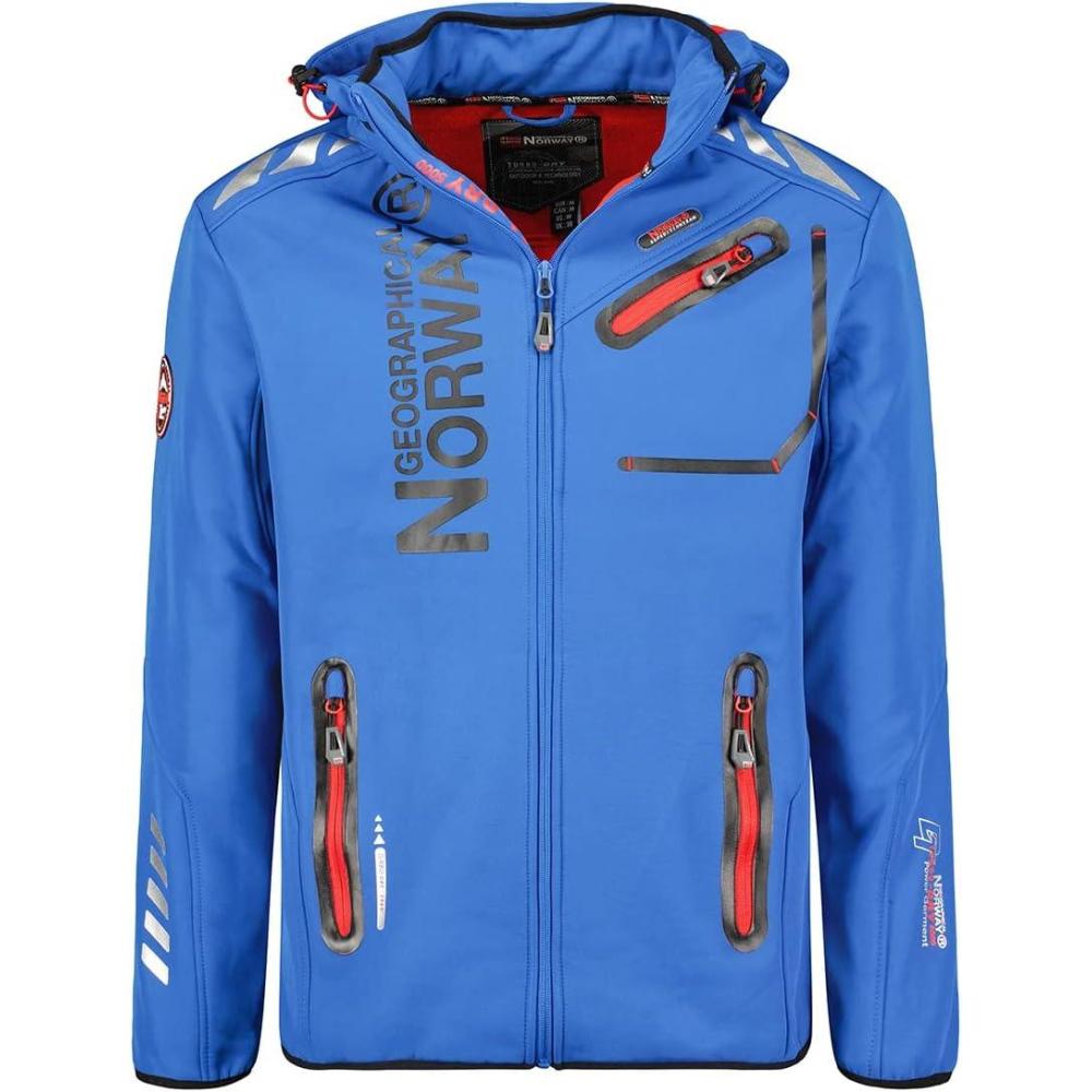 imageGeographical Norway Royaudb Men Dsitribrands Production Veste Softshell Capuche Homme Impermeable Manteau Outdoor Blouson Coupe Vent Tactique Resistant Randonnee Ski Automne Hiver PrintempsBleu Royal Rouge