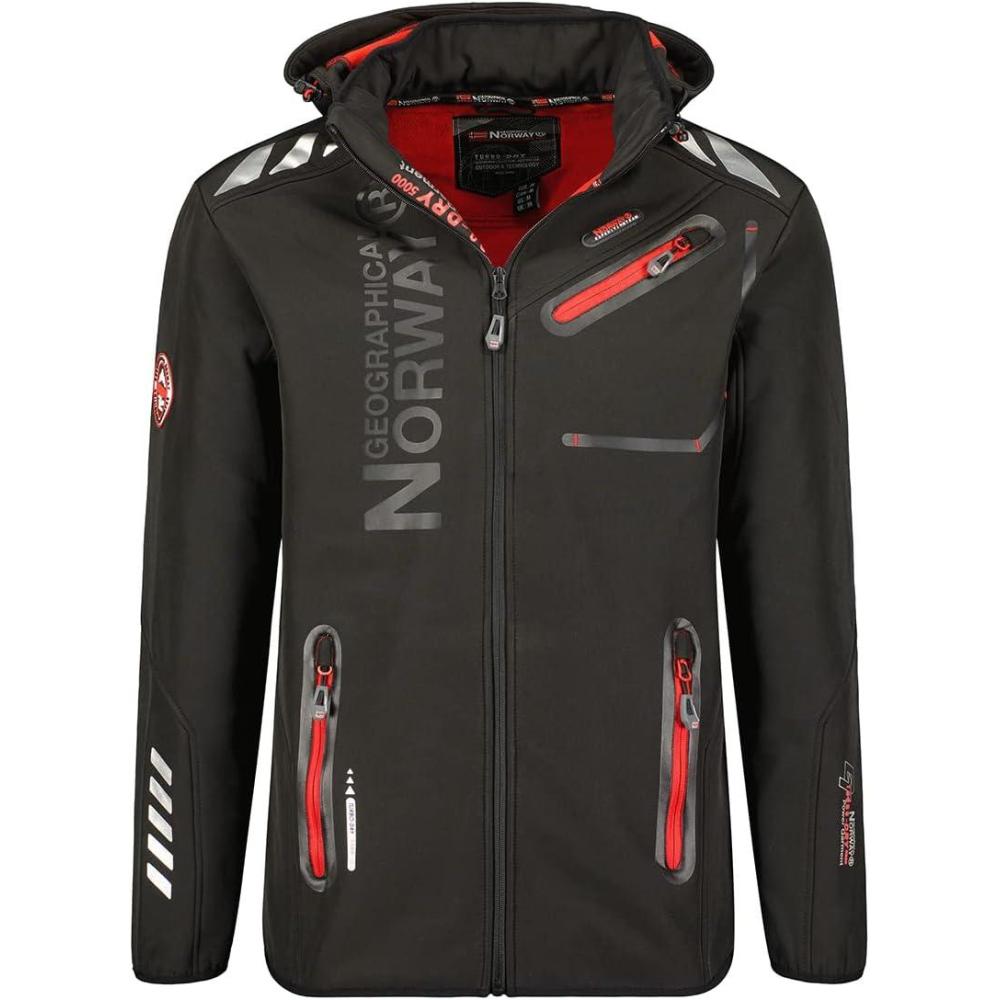 imageGeographical Norway Royaudb Men Dsitribrands Production Veste Softshell Capuche Homme Impermeable Manteau Outdoor Blouson Coupe Vent Tactique Resistant Randonnee Ski Automne Hiver PrintempsNoir Rouge