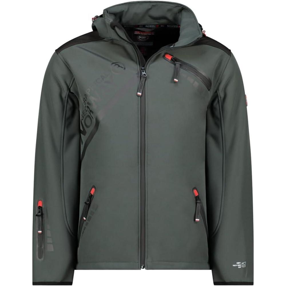 imageGeographical Norway TWOPAC Homme Softshell Capuche Impermable et Respirante Veste Outdoor CoupeVent Idale pour la Randonne et les Activits ExtrieuresGris Fonce