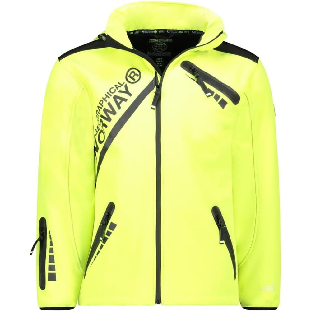 imageGeographical Norway TWOPAC Homme Softshell Capuche Impermable et Respirante Veste Outdoor CoupeVent Idale pour la Randonne et les Activits ExtrieuresJaune Fluo