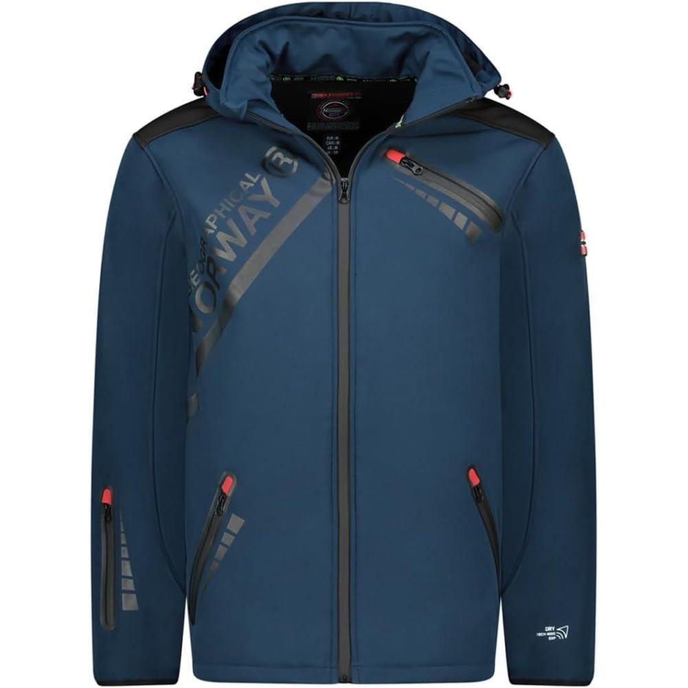 imageGeographical Norway TWOPAC Homme Softshell Capuche Impermable et Respirante Veste Outdoor CoupeVent Idale pour la Randonne et les Activits ExtrieuresMarine