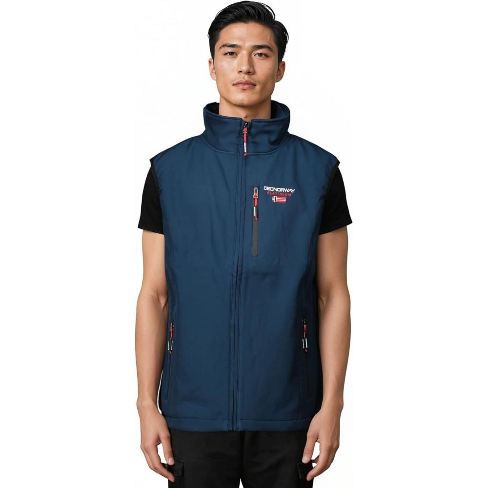 imageGeographical Norway VAKITO Homme Softshell Sans Manches CoupeVent et Lgre Gilet Zipp Outdoor Idal pour la Randonne et les Activits ExtrieuresMarine