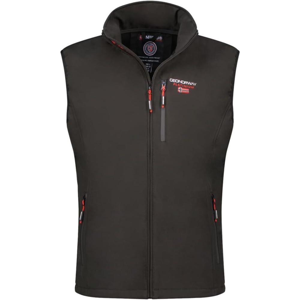 imageGeographical Norway VAKITO Homme Softshell Sans Manches CoupeVent et Lgre Gilet Zipp Outdoor Idal pour la Randonne et les Activits ExtrieuresNoir