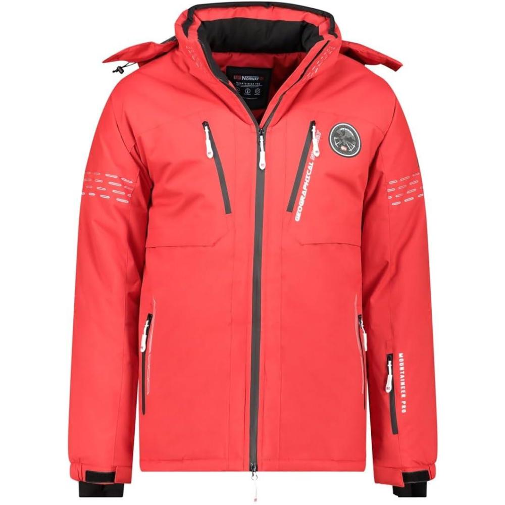 imageGeographical Norway WALDO Homme Veste de Ski Capuche Impermable et CoupeVent Doudoune Technique Chaude pour Sports dHiver et Activits OutdoorRouge