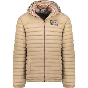 Geographical Norway Adalmo – Blouson Homme Hiver avec Capuche Ajustable – Chaud, Léger & Confortable – Zip Contrasté – Poches Pratiques – Style Urbain Outdoor – Casual Quotidien(Beige)