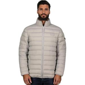 Geographical Norway Amichoko Basic – Blouson Homme Matelassé Léger – Veste Mi-Saison Confortable – Poches Zippées – Style Urbain Moderne – Badge Signature(Gris Clair)