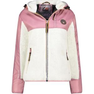 Geographical Norway ULYSSIM Femme – Polaire à Capuche Chaude et Douce, Veste Zippée Confortable Idéale pour l’Hiver et les Activités Outdoor(Rose Poudre)