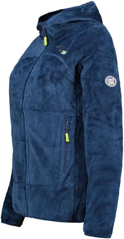 imageGeographical Norway Upalood Lady Polaire paisse Femme Chaude Capuche Fermeture Zip Veste Automne Hiver Printemps Chaud Femmes Longues Manches Vetement Pull Fourrure Doux ConfortBleu Marine