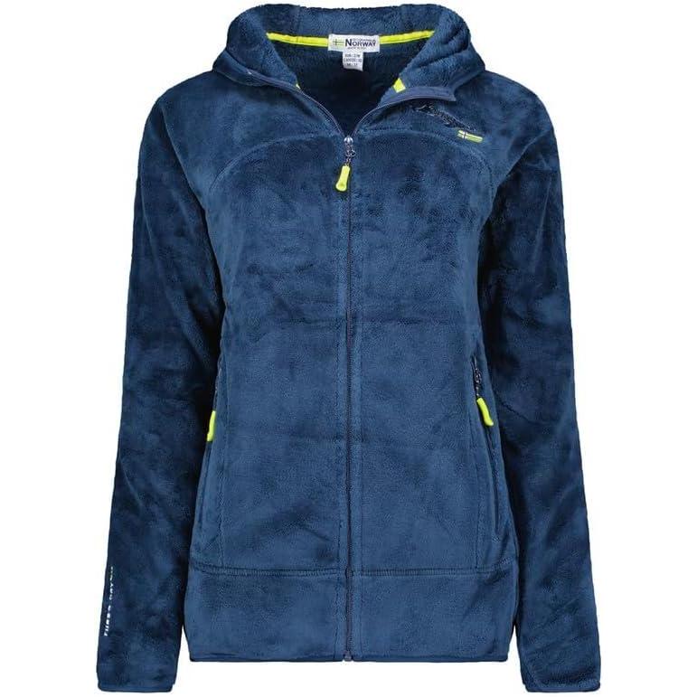 imageGeographical Norway Upalood Lady Polaire paisse Femme Chaude Capuche Fermeture Zip Veste Automne Hiver Printemps Chaud Femmes Longues Manches Vetement Pull Fourrure Doux ConfortBleu Marine