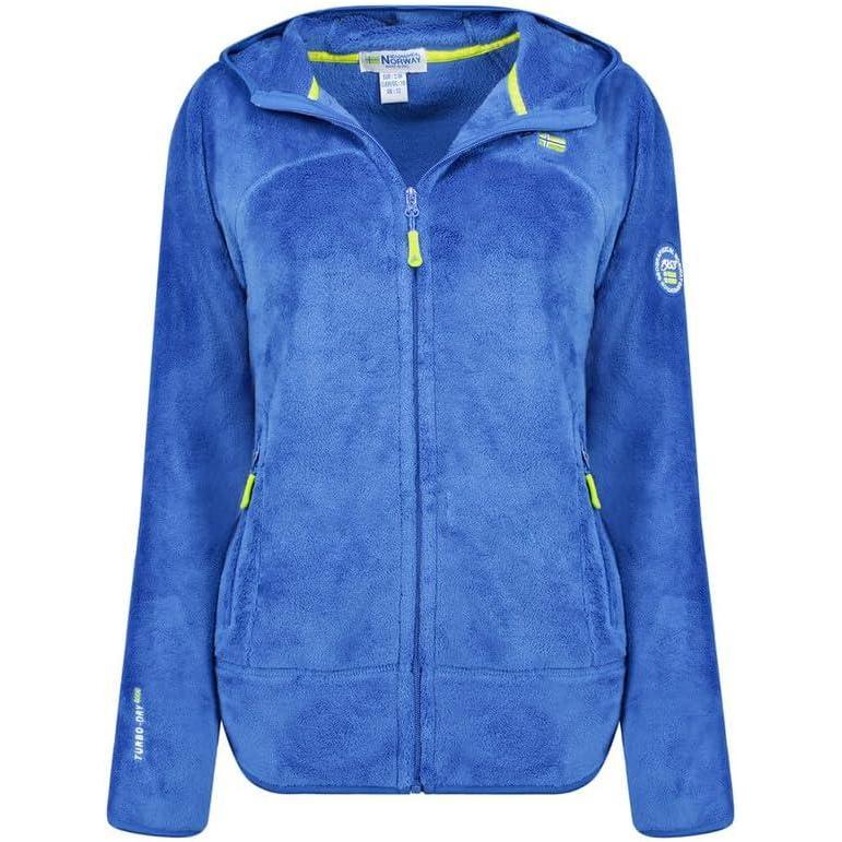imageGeographical Norway Upalood Lady Polaire paisse Femme Chaude Capuche Fermeture Zip Veste Automne Hiver Printemps Chaud Femmes Longues Manches Vetement Pull Fourrure Doux ConfortBleu Royal