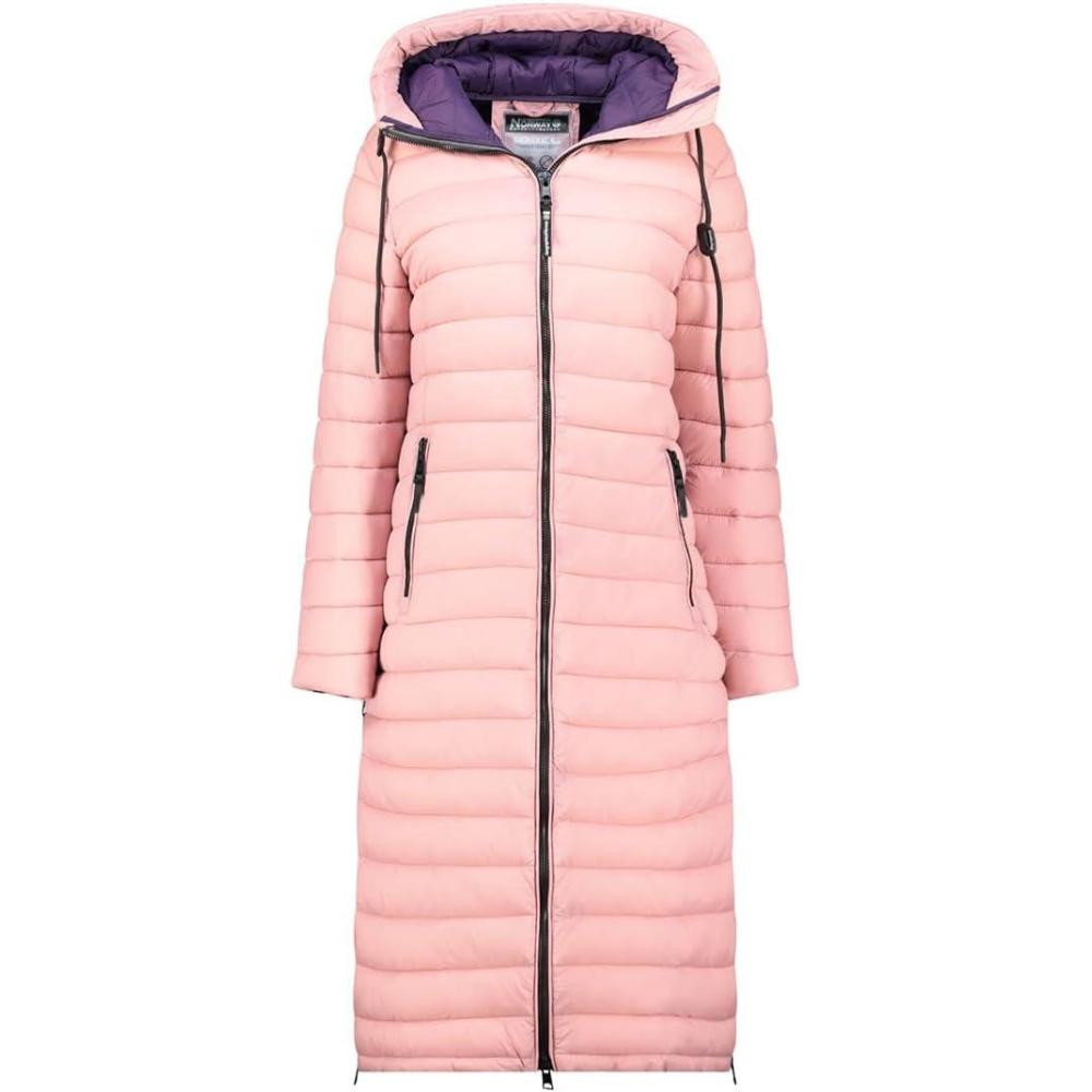 imageGeographical Norway Azule Femme Parka Longue Hiver avec Capuche Chaude Manteau Impermable CoupeVent Multipoches Confort et Isolation Thermique pour FroidVieux Rose