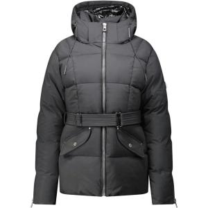 Geographical Norway Alfea Femme – Blouson Hiver Court Chaud avec Capuche Amovible – Veste Matelassée avec Ceinture Ajustable – Look Urbain Tendance – Confort & Élégance Quotidienne(Noir)