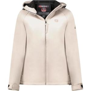 Geographical Norway TAMILATAL Femme – Veste Softshell à Capuche, Imperméable, Coupe-Vent et Respirante, Idéale pour la Randonnée et les Activités Outdoor(Beige)