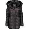 Geographical Norway Aimeraude Lady – Parka Longue Epaisse Chaude Femme Automne Hiver – Manteau Fin Capuche Fausse Fourure – Blouson Coupe Vent – Doudoune Elegante Femmes(Noir)