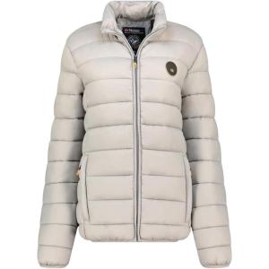 Geographical Norway ATIKAMAP Femme – Doudoune Légère Matelassée Mi-Saison – Blouson Chaud Daily Wear – Veste Outdoor Coupe-Vent avec Capuche Amovible – Style Urbain Automne Hiver(Gris Clair)